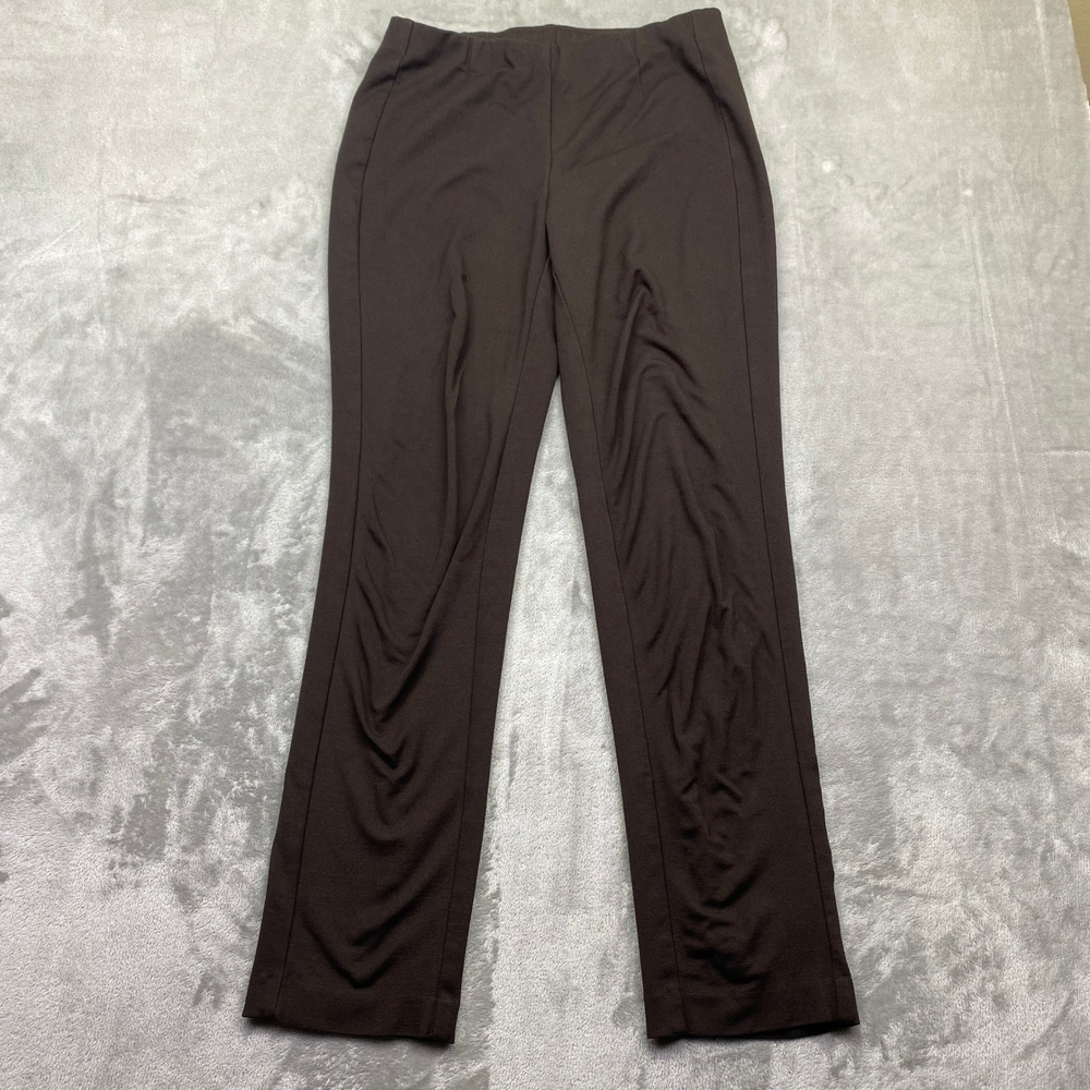 J.Jill Ponte Slim Leg Pants Chocolate Brown Pull On Stretch Trousers XS Fits 28"